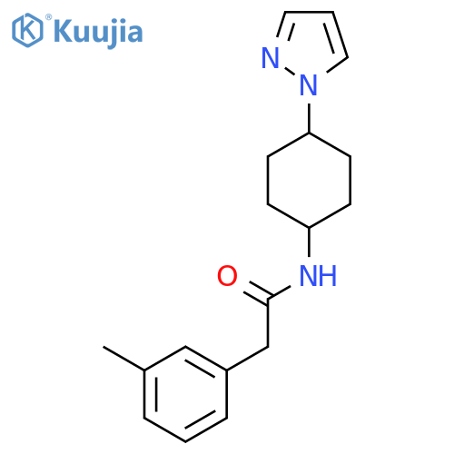 2-(3-methylphenyl)-N-[4-(1H-pyrazol-1-yl)cyclohexyl]acetamide structure