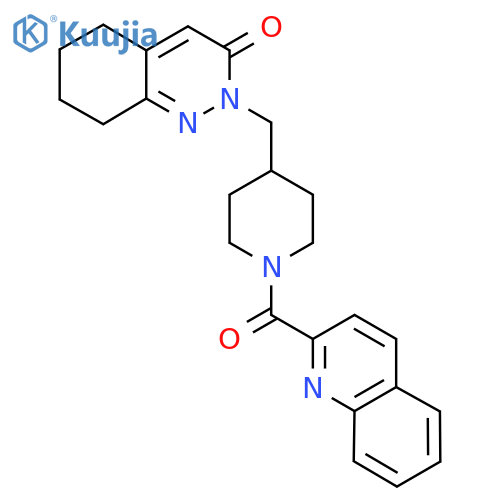 2-{[1-(Quinoline-2-carbonyl)piperidin-4-yl]methyl}-2,3,5,6,7,8-hexahydrocinnolin-3-one structure