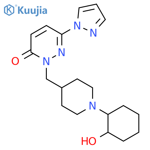 2-{[1-(2-hydroxycyclohexyl)piperidin-4-yl]methyl}-6-(1H-pyrazol-1-yl)-2,3-dihydropyridazin-3-one structure