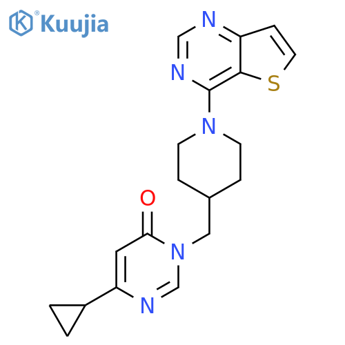 6-cyclopropyl-3-(1-{thieno3,2-dpyrimidin-4-yl}piperidin-4-yl)methyl-3,4-dihydropyrimidin-4-one structure