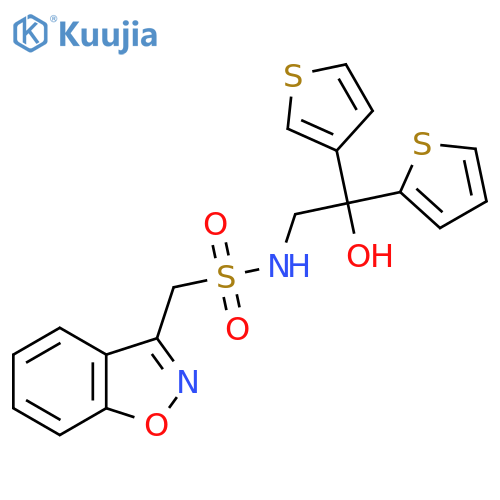 1-(1,2-benzoxazol-3-yl)-N-2-hydroxy-2-(thiophen-2-yl)-2-(thiophen-3-yl)ethylmethanesulfonamide structure