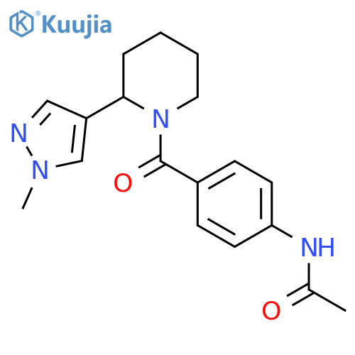 N-{4-2-(1-methyl-1H-pyrazol-4-yl)piperidine-1-carbonylphenyl}acetamide structure