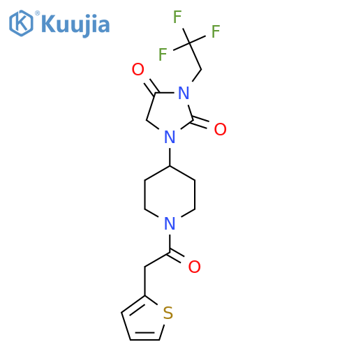1-{1-[2-(Thiophen-2-yl)acetyl]piperidin-4-yl}-3-(2,2,2-trifluoroethyl)imidazolidine-2,4-dione structure