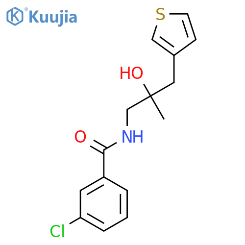 3-chloro-N-{2-hydroxy-2-[(thiophen-3-yl)methyl]propyl}benzamide structure