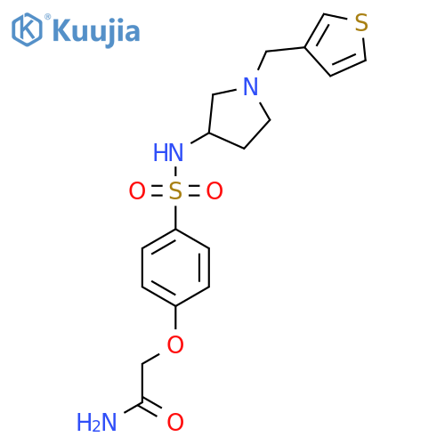 2-[4-({1-[(Thiophen-3-yl)methyl]pyrrolidin-3-yl}sulfamoyl)phenoxy]acetamide structure