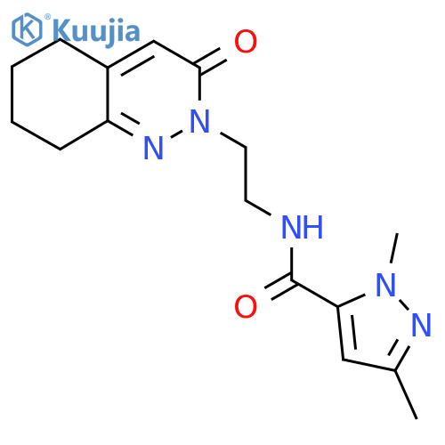 1,3-dimethyl-N-[2-(3-oxo-2,3,5,6,7,8-hexahydrocinnolin-2-yl)ethyl]-1H-pyrazole-5-carboxamide structure