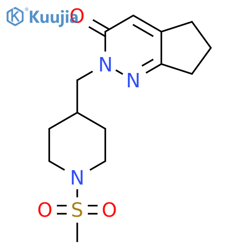 2-[(1-methanesulfonylpiperidin-4-yl)methyl]-2H,3H,5H,6H,7H-cyclopenta[c]pyridazin-3-one structure