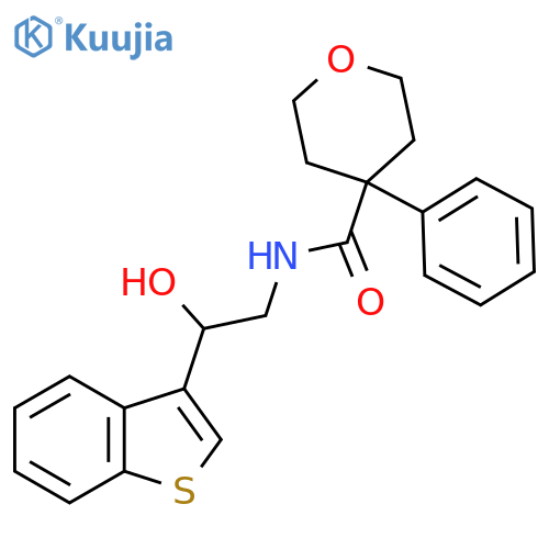 N-2-(1-benzothiophen-3-yl)-2-hydroxyethyl-4-phenyloxane-4-carboxamide structure