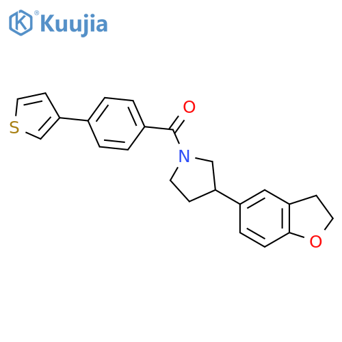3-(2,3-Dihydro-1-benzofuran-5-yl)-1-[4-(thiophen-3-yl)benzoyl]pyrrolidine structure