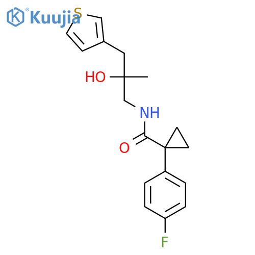1-(4-fluorophenyl)-N-[2-hydroxy-2-methyl-3-(thiophen-3-yl)propyl]cyclopropane-1-carboxamide structure