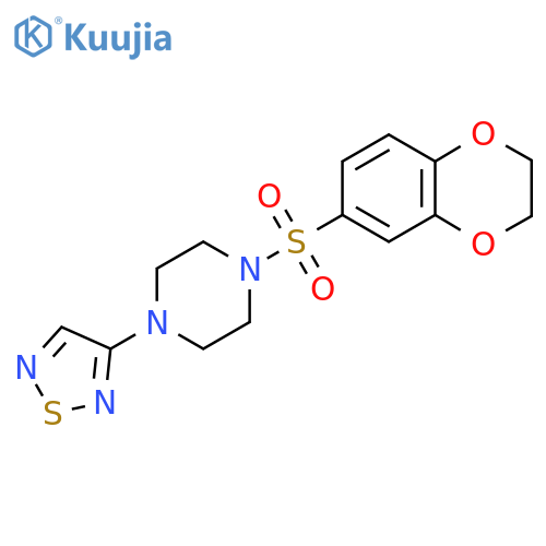 1-(2,3-dihydro-1,4-benzodioxine-6-sulfonyl)-4-(1,2,5-thiadiazol-3-yl)piperazine structure
