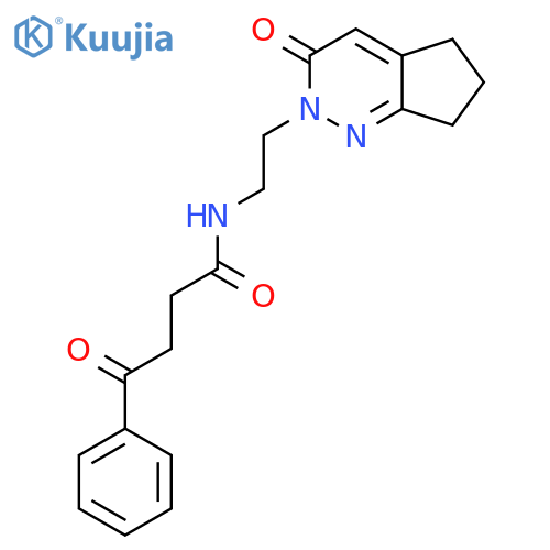 4-oxo-N-(2-{3-oxo-2H,3H,5H,6H,7H-cyclopentacpyridazin-2-yl}ethyl)-4-phenylbutanamide structure