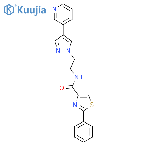2-phenyl-N-{2-4-(pyridin-3-yl)-1H-pyrazol-1-ylethyl}-1,3-thiazole-4-carboxamide structure
