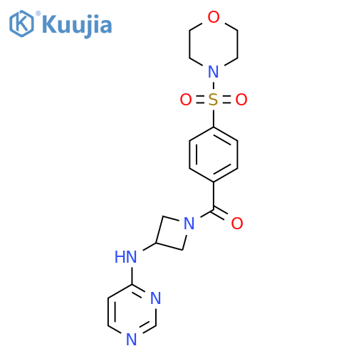 N-{1-4-(morpholine-4-sulfonyl)benzoylazetidin-3-yl}pyrimidin-4-amine structure