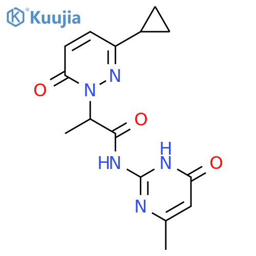 2-(3-cyclopropyl-6-oxo-1,6-dihydropyridazin-1-yl)-N-(4-hydroxy-6-methylpyrimidin-2-yl)propanamide structure