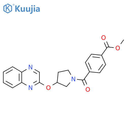 Methyl 4-[3-(quinoxalin-2-yloxy)pyrrolidine-1-carbonyl]benzoate structure