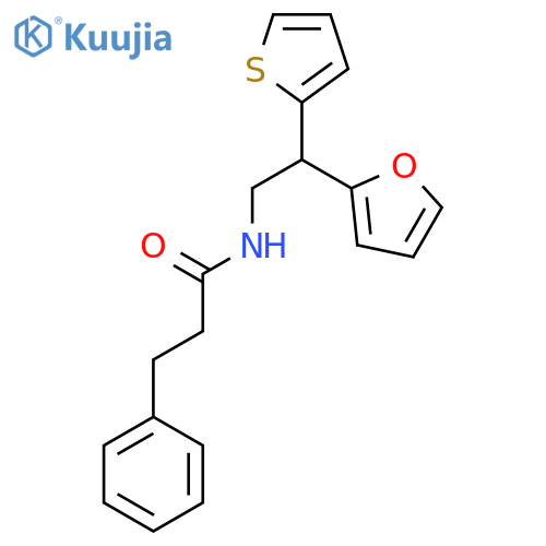 N-[2-(furan-2-yl)-2-(thiophen-2-yl)ethyl]-3-phenylpropanamide structure