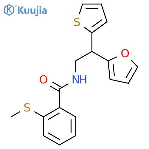 N-[2-(furan-2-yl)-2-(thiophen-2-yl)ethyl]-2-(methylsulfanyl)benzamide structure