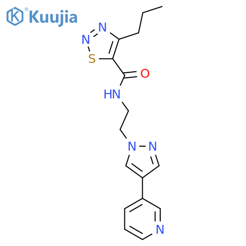 4-propyl-N-{2-[4-(pyridin-3-yl)-1H-pyrazol-1-yl]ethyl}-1,2,3-thiadiazole-5-carboxamide structure