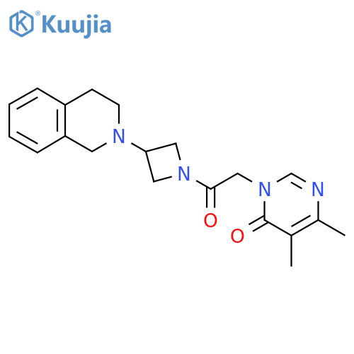 3-(2-(3-(3,4-dihydroisoquinolin-2(1H)-yl)azetidin-1-yl)-2-oxoethyl)-5,6-dimethylpyrimidin-4(3H)-one structure