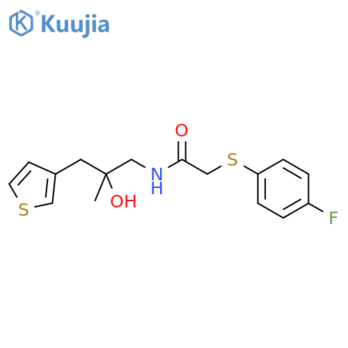 2-[(4-fluorophenyl)sulfanyl]-N-{2-hydroxy-2-[(thiophen-3-yl)methyl]propyl}acetamide structure