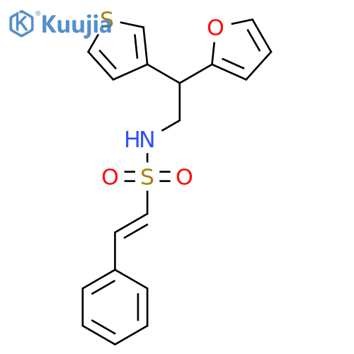 (E)-N-[2-(furan-2-yl)-2-(thiophen-3-yl)ethyl]-2-phenylethene-1-sulfonamide structure