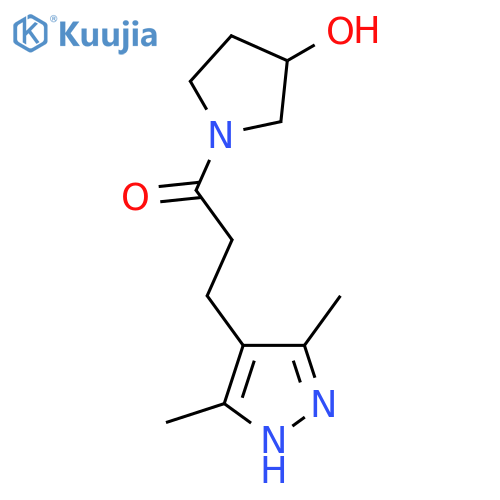 3-(3,5-dimethyl-1H-pyrazol-4-yl)-1-(3-hydroxypyrrolidin-1-yl)propan-1-one structure