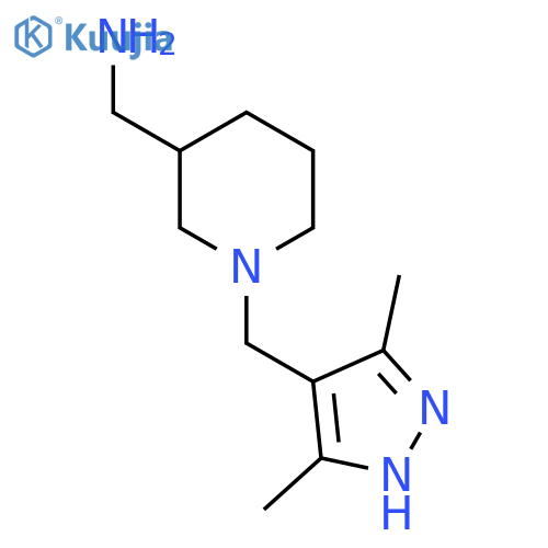 (1-((3,5-dimethyl-1H-pyrazol-4-yl)methyl)piperidin-3-yl)methanamine structure