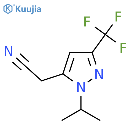 2-(1-isopropyl-3-(trifluoromethyl)-1H-pyrazol-5-yl)acetonitrile structure