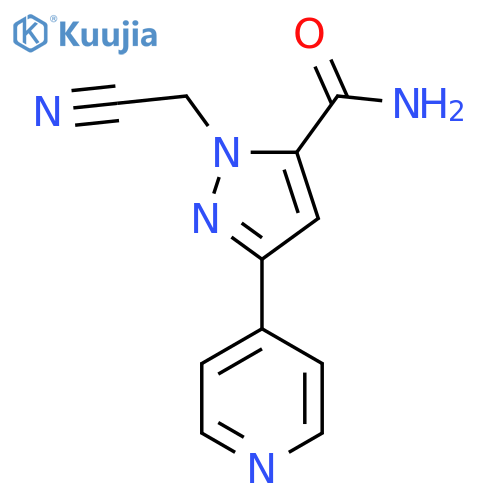 1-(cyanomethyl)-3-(pyridin-4-yl)-1H-pyrazole-5-carboxamide structure