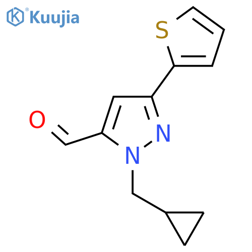 1-(cyclopropylmethyl)-3-(thiophen-2-yl)-1H-pyrazole-5-carbaldehyde structure
