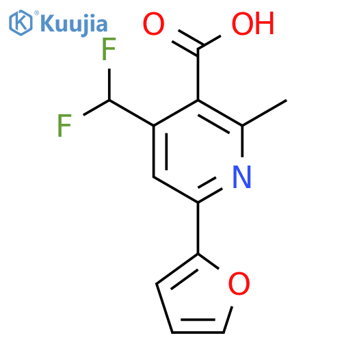 4-(Difluoromethyl)-6-(furan-2-yl)-2-methylnicotinic acid structure