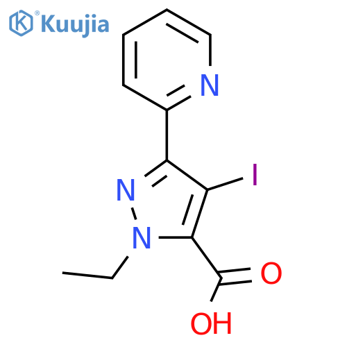 1-ethyl-4-iodo-3-(pyridin-2-yl)-1H-pyrazole-5-carboxylic acid structure