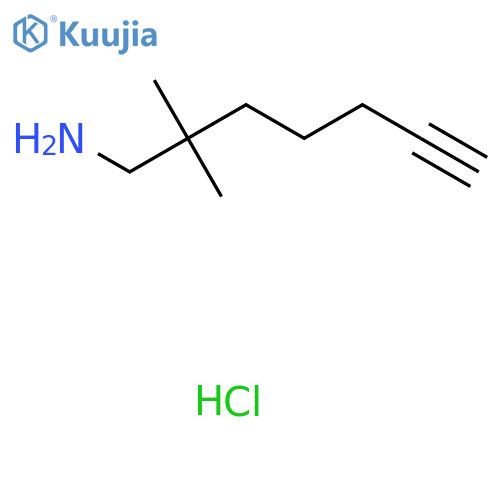 2,2-dimethylhept-6-yn-1-amine hydrochloride structure