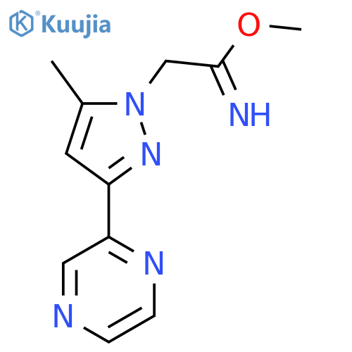 methyl 2-(5-methyl-3-(pyrazin-2-yl)-1H-pyrazol-1-yl)acetimidate structure
