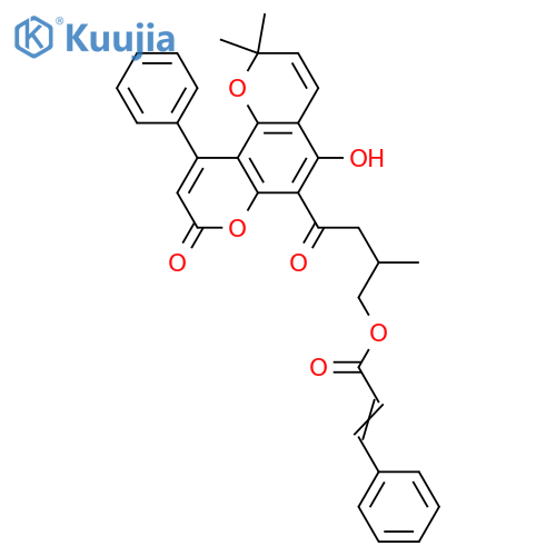 5-Hydroxy-6-(4-hydroxy-3-methyl-1-oxobutyl)-2,2-dimethyl-10-phenyl-2H,8H-benzo[1,2-b:3,4-b']dipyran-8-one; (-)-form, 4'-O-E-Cinnamoyl structure
