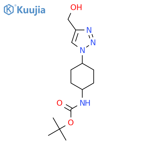 Tert-butyl (4-(4-(hydroxymethyl)-1H-1,2,3-triazol-1-yl)cyclohexyl)carbamate structure