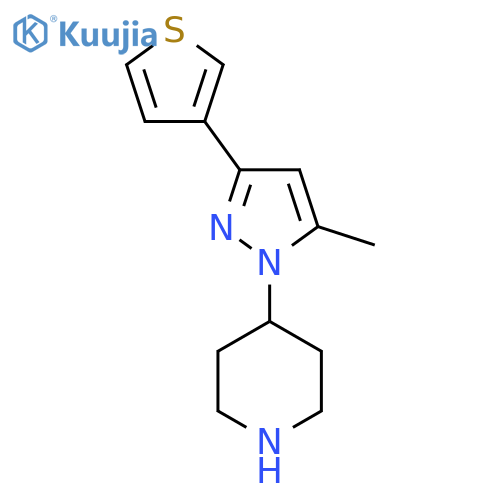 4-(5-methyl-3-(thiophen-3-yl)-1H-pyrazol-1-yl)piperidine structure