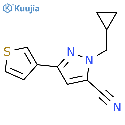 1-(cyclopropylmethyl)-3-(thiophen-3-yl)-1H-pyrazole-5-carbonitrile structure