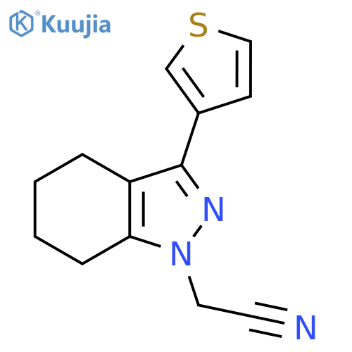 2-(3-(Thiophen-3-yl)-4,5,6,7-tetrahydro-1H-indazol-1-yl)acetonitrile structure
