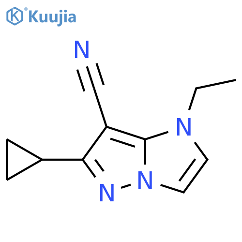 6-cyclopropyl-1-ethyl-1H-imidazo[1,2-b]pyrazole-7-carbonitrile structure