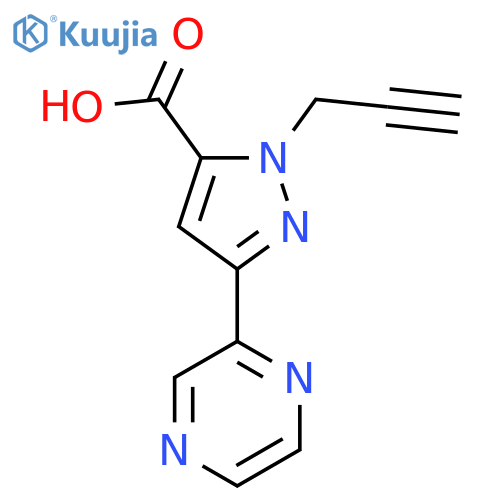 1-(Prop-2-yn-1-yl)-3-(pyrazin-2-yl)-1H-pyrazole-5-carboxylic acid structure