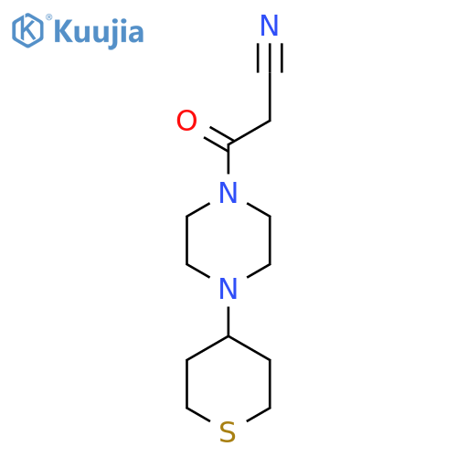 3-Oxo-3-(4-(tetrahydro-2H-thiopyran-4-yl)piperazin-1-yl)propanenitrile structure
