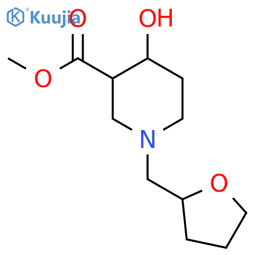 methyl 4-hydroxy-1-((tetrahydrofuran-2-yl)methyl)piperidine-3-carboxylate structure