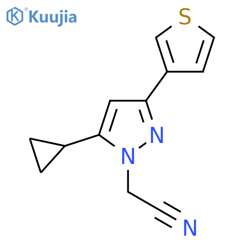 2-(5-cyclopropyl-3-(thiophen-3-yl)-1H-pyrazol-1-yl)acetonitrile structure