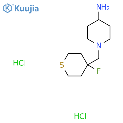 1-[(4-fluorothian-4-yl)methyl]piperidin-4-amine dihydrochloride structure