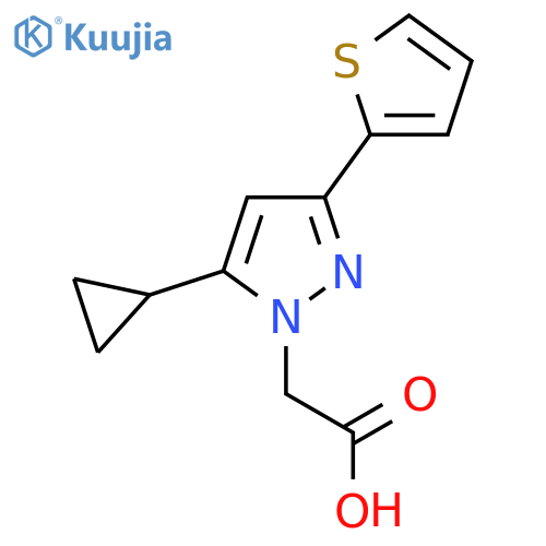 2-(5-cyclopropyl-3-(thiophen-2-yl)-1H-pyrazol-1-yl)acetic acid structure