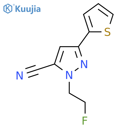 1-(2-fluoroethyl)-3-(thiophen-2-yl)-1H-pyrazole-5-carbonitrile structure