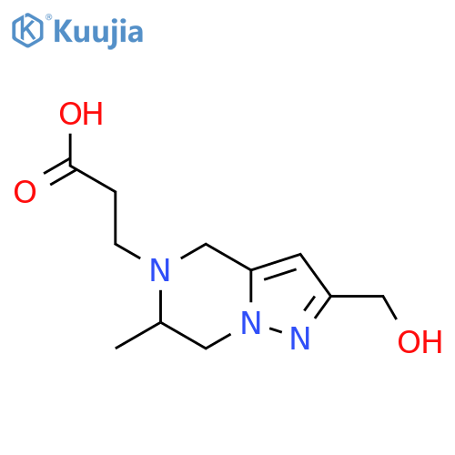 3-(2-(hydroxymethyl)-6-methyl-6,7-dihydropyrazolo[1,5-a]pyrazin-5(4H)-yl)propanoic acid structure