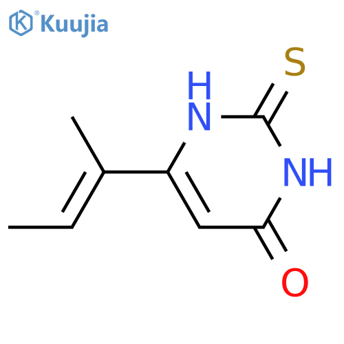 (E)-6-(but-2-en-2-yl)-2-thioxo-2,3-dihydropyrimidin-4(1H)-one structure
